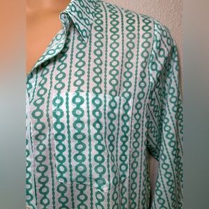 Yala NWT Organic Cotton Long Sleeve Collared Button Up Itikat Blouse Size Medium